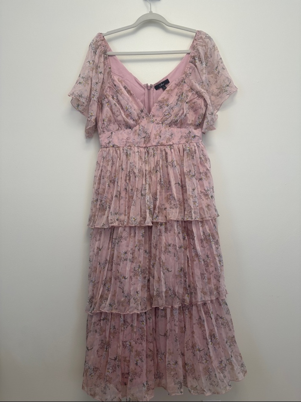 Lulu's Blush Pink Floral Ruffle Tiered Maxi Dress